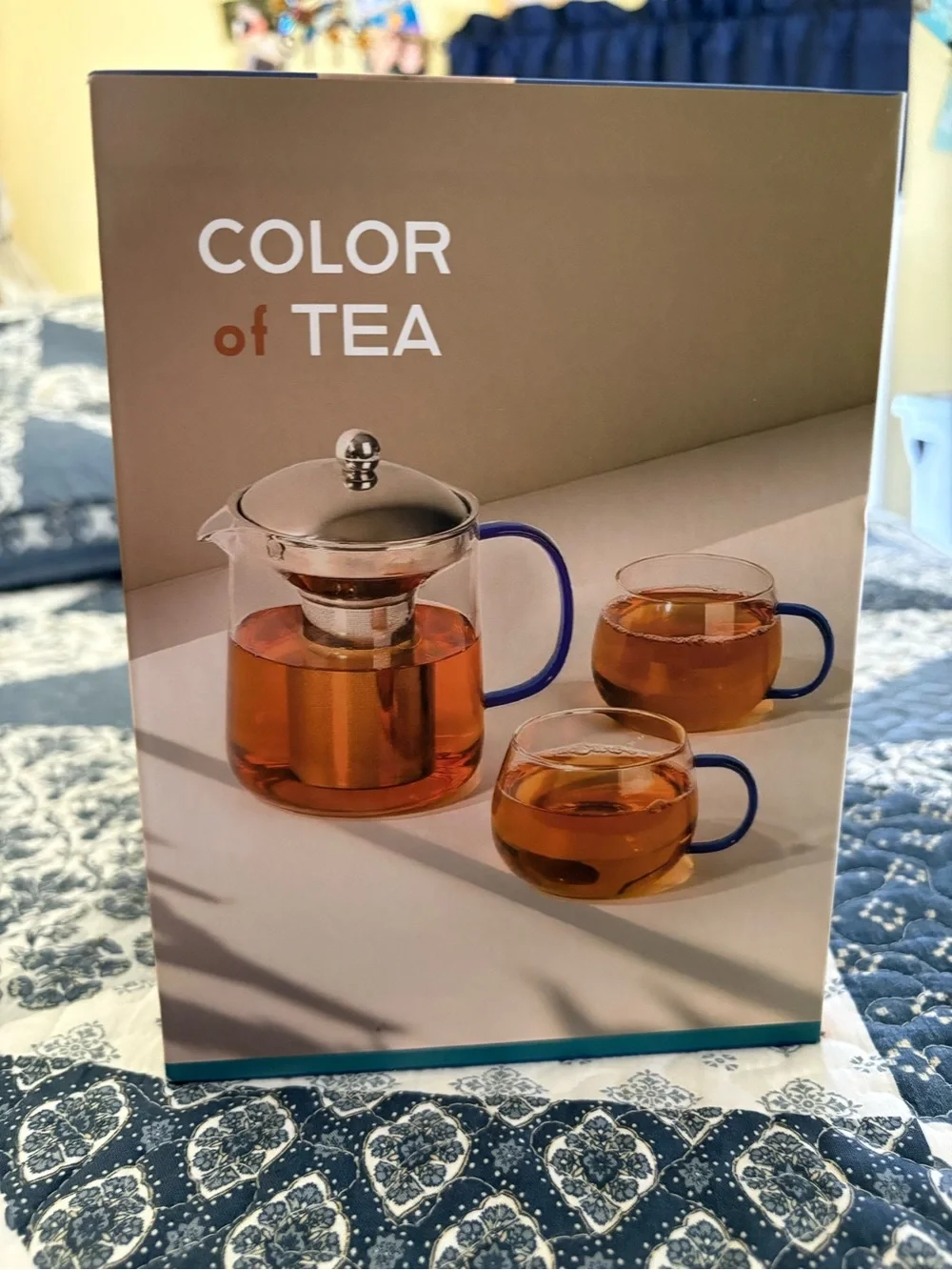 Clear Glass Tea Infuser Set with Yellow Handles